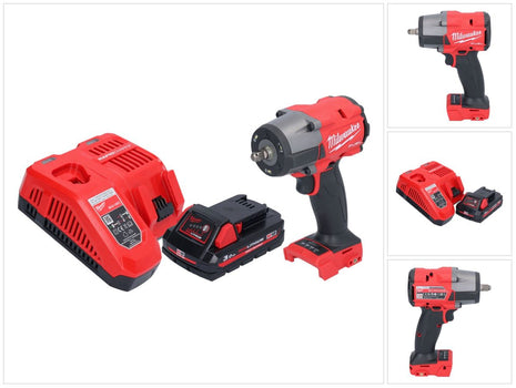 Milwaukee M18 FMTIW2F38-301 Cordless impact wrench 18 V 745 Nm 3/8" brushless + 1x rechargeable battery 3.0 Ah + charger