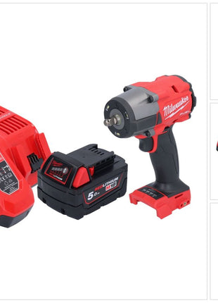 Milwaukee M18 FMTIW2F38-501 Akku Schlagschrauber 18 V 745 Nm 3/8" Brushless + 1x Akku 5,0 Ah + Ladegerät