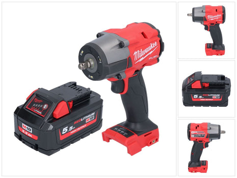 Milwaukee M18 FMTIW2F38-551 Cordless impact wrench 18 V 745 Nm 3/8" brushless + 1x rechargeable battery 5.5 Ah - without charger