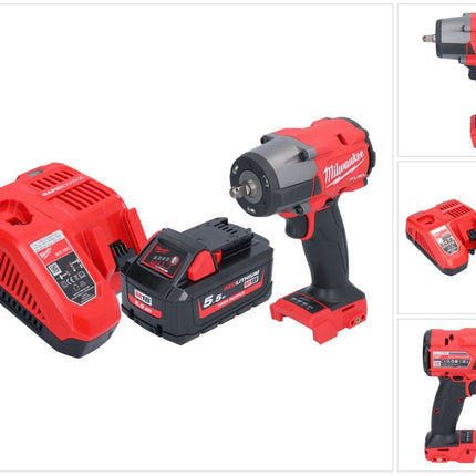 Milwaukee M18 FMTIW2F38-551 Avvitatore a impulsi a batteria 18 V 745 Nm 3/8" brushless + 1x batteria ricaricabile 5,5 Ah + caricatore