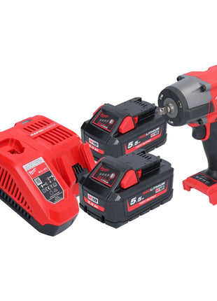 Llave de impacto a batería Milwaukee M18 FMTIW2F38-552 18 V 745 Nm 3/8" sin escobillas + 2x batería 5,5 Ah + cargador