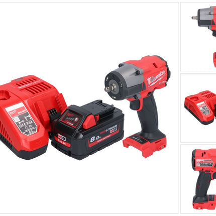 Milwaukee M18 FMTIW2F38-801 Llave de impacto sin cable 18 V 745 Nm 3/8" sin escobillas + 1x batería recargable 8.0 Ah + cargador