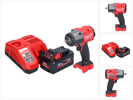 Milwaukee M18 FMTIW2F38-801 Cordless impact wrench 18 V 745 Nm 3/8" brushless + 1x rechargeable battery 8.0 Ah + charger