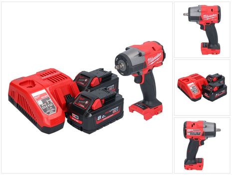 Milwaukee M18 FMTIW2F38-802 Cordless impact wrench 18 V 745 Nm 3/8" brushless + 2x rechargeable battery 8.0 Ah + charger