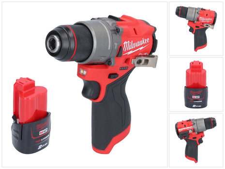 Milwaukee M12 FPD2-201 akumulatorowa wiertarko-wkrętarka udarowa 12 V 45 Nm bezszczotkowa + 1x akumulator 2,0 Ah - bez ładowarki