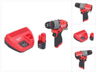 Milwaukee M12 FPD2-201 akumulatorowa wiertarka udarowa 12 V 45 Nm bezszczotkowa + 1x akumulator 2,0 Ah + ładowarka