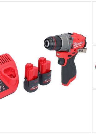 Milwaukee M12 FPD2-252 Akku Schlagbohrschrauber 12 V 45 Nm Brushless + 2x Akku 2,5 Ah + Ladegerät