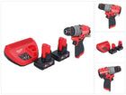 Taladro percutor inalámbrico Milwaukee M12 FPD2-402 12 V 45 Nm sin escobillas + 2x baterías 4,0 Ah + cargador