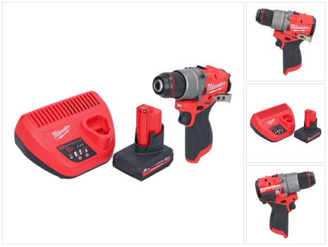 Milwaukee M12 FPD2-501 akumulatorowa wiertarka udarowa 12 V 45 Nm bezszczotkowa + 1x akumulator 5,0 Ah + ładowarka