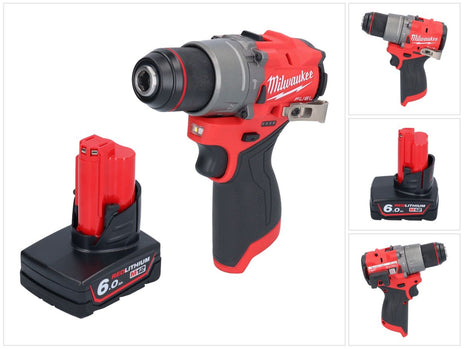 Milwaukee M12 FPD2-601 Perceuse-visseuse à percussion sans fil 12 V 45 Nm Brushless + 1x batterie 6,0 Ah - sans chargeur