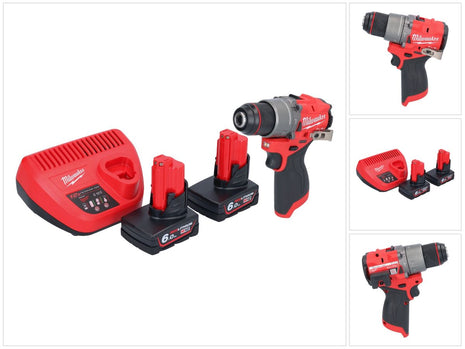 Milwaukee M12 FPD2-602 Akku Schlagbohrschrauber 12 V 45 Nm Brushless + 2x Akku 6,0 Ah + Ladegerät