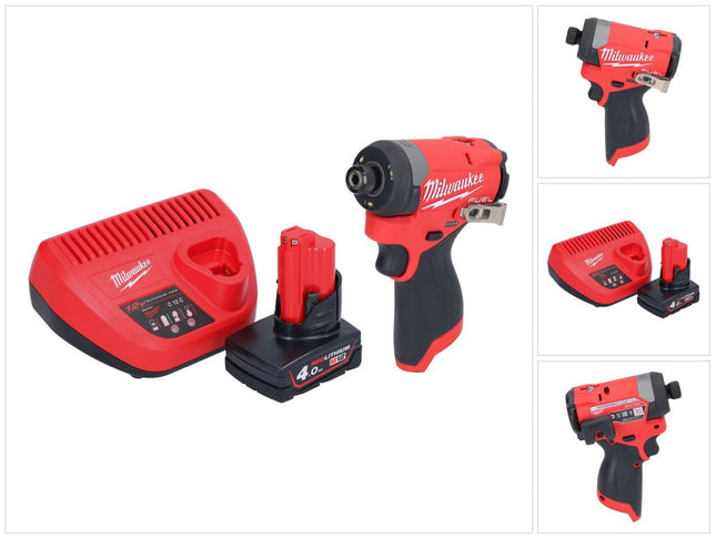 Milwaukee M12 FID2-401 akumulatorowy klucz udarowy 12 V 170 Nm 1/4" bezszczotkowy + 1x akumulator 4,0 Ah + ładowarka