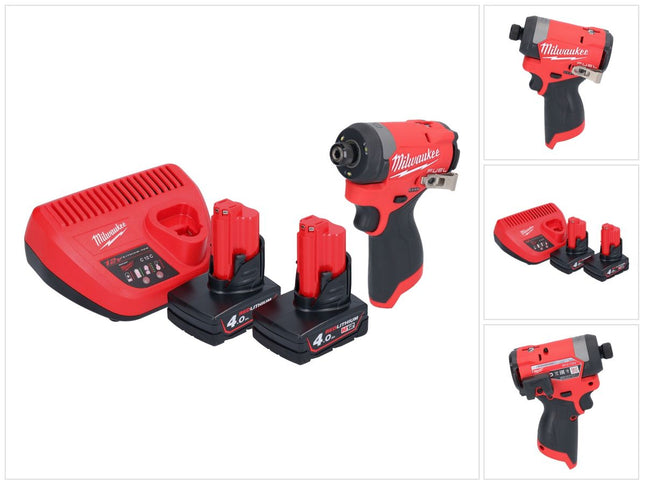 Milwaukee M12 FID2-402 akumulatorowy klucz udarowy 12 V 170 Nm 1/4" bezszczotkowy + 2x akumulator 4,0 Ah + ładowarka