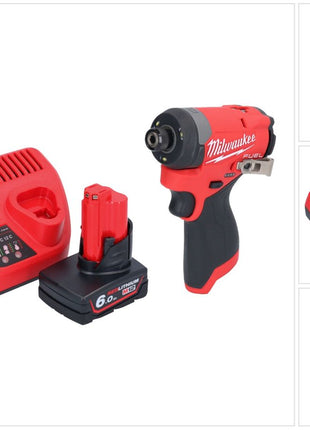 Llave de impacto a batería Milwaukee M12 FID2-601 12 V 170 Nm 1/4" sin escobillas + 1x batería 6,0 Ah + cargador