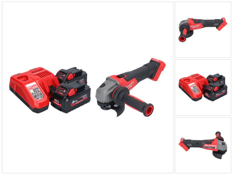 Meuleuse d'angle sur batterie Milwaukee M18 FSAG115X-802 18 V 115 mm sans balais + 2x batteries 8,0 Ah + chargeur