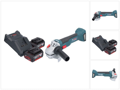 Bosch GWS 18V-10 Professional Akku Winkelschleifer 18 V 115 mm Brushless + 2x Akku 4,0 Ah + Ladegerät