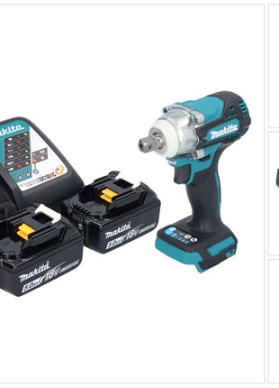 Makita DTW 301 RT Visseuse à choc sans fil 18 V 330 Nm 1/2'' Brushless + 2x batterie 5,0 Ah + chargeur