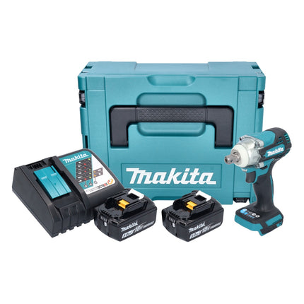 Makita DTW 301 RTJ cordless impact wrench 18 V 330 Nm 1/2" brushless + 2x rechargeable battery 5.0 Ah + charger + Makpac