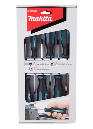 Jeu de tournevis Makita E-10528 6 pièces SL4 / SL5.5 / PH1 / PH2 / PZ1 / PZ2.