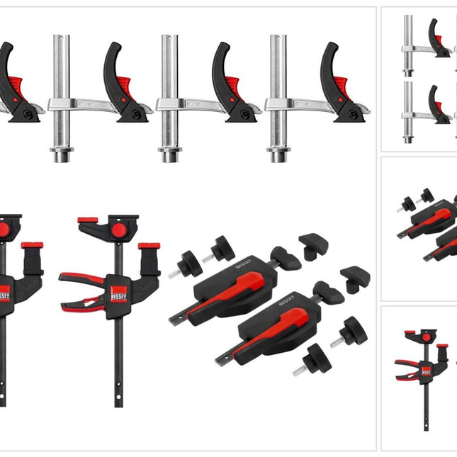 Bessey MFT-SET-A ensemble de 14 pièces pour la fixation et le serrage sur des tables multifonctionnelles pour fixer solidement les rails de guidage