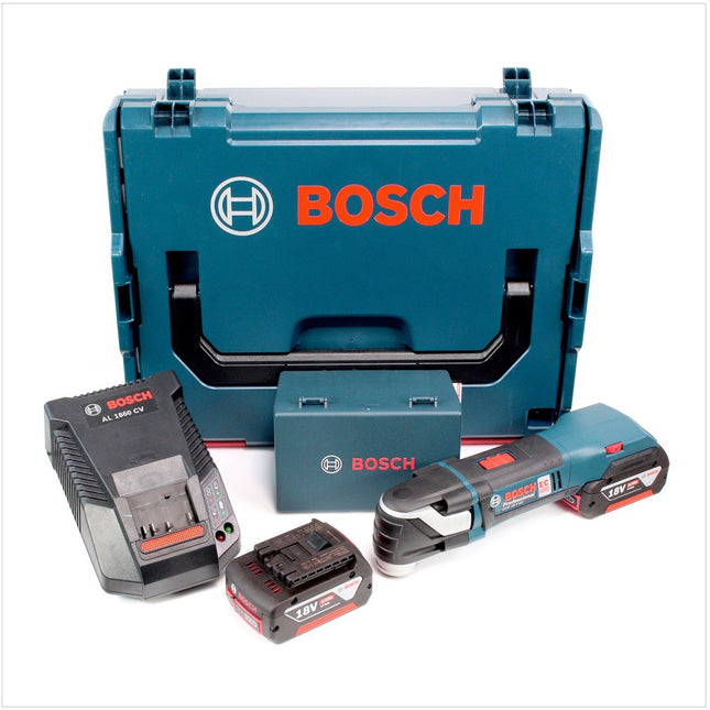 Bosch GOP 18 V-EC Professional Akku Multi Cutter Multifunktionswerkzeug in L-Boxx + 20 tlg. Zubehör mit 2 x GBA 4 Ah Akku und AL 1860 Ladegerät - Toolbrothers