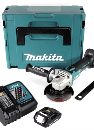 Makita DGA 454 RA1J Akku Winkelschleifer 18 V 115 mm + 1x Akku 2,0 Ah + Ladegerät + Makpac - Toolbrothers