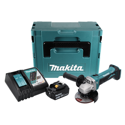 Makita DGA 452 RT1J Akku Winkelschleifer 18 V 115 mm + 1x Akku 5,0 Ah + Ladegerät + Makpac - Toolbrothers