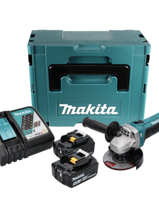 Makita DGA 452 RTJ Akku Winkelschleifer 18 V 115 mm + 2x Akku 5,0 Ah + Ladegerät + Makpac - Toolbrothers