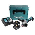 Makita DGA 452 RTJ Akku Winkelschleifer 18 V 115 mm + 2x Akku 5,0 Ah + Ladegerät + Makpac - Toolbrothers