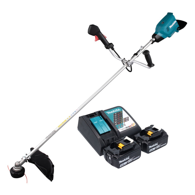 Makita DUR 369 ART2 Decespugliatore a batteria 36 V (2x 18 V) 43 cm Brushless + 2x batteria 5,0 Ah + caricabatteria