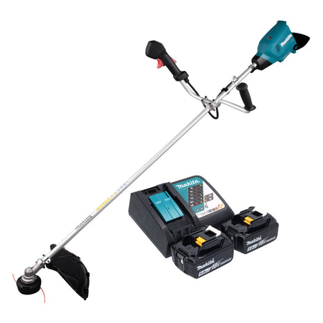 Desbrozadora de batería Makita DUR 369 ART2 36 V (2x 18 V) 43 cm sin escobillas + 2x batería 5,0 Ah + cargador