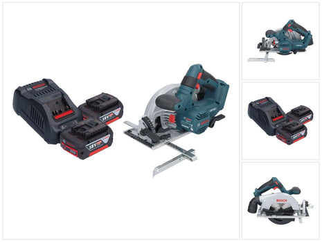 Bosch GKS 18V-57-2 Professional Akku Handkreissäge 18 V 165 mm Brushless + 2x Akku 6,0 Ah + Ladegerät