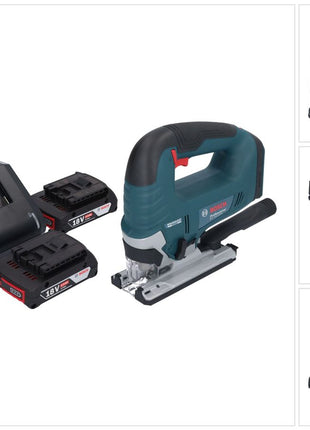 Bosch GST 18V-125 B Scie sauteuse professionnelle sans fil 18 V 125 mm sans balais + 2 batteries 2,0 Ah + chargeur