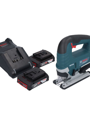 Bosch GST 18V-125 B Scie sauteuse professionnelle sans fil 18 V 125 mm sans balais + 2 batteries 2,0 Ah + chargeur