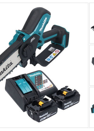 Motosierra a batería Makita DUC 150 RT2 18 V 15 cm sin escobillas + 2x baterías 5,0 Ah + cargador