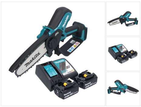 Motosierra a batería Makita DUC 150 RG2 18 V 15 cm sin escobillas + 2x baterías 6,0 Ah + cargador