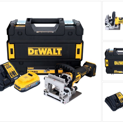 DeWalt DCW 682 E1T Akku Flachdübelfräse 18 V 102 x 20 mm Brushless + 1x Powerstack Akku 1,7 Ah + Ladegerät + TSTAK
