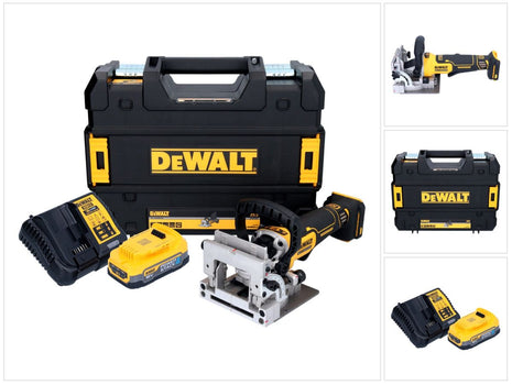 DeWalt DCW 682 E1T cordless flat dowel cutter 18 V 102 x 20 mm brushless + 1x Powerstack battery 1.7 Ah + charger + TSTAK