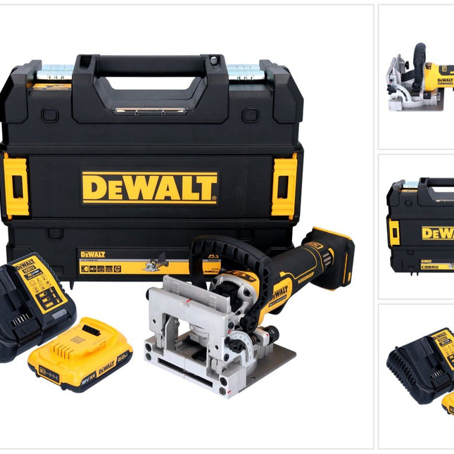 DeWalt DCW 682 D1T Akku Flachdübelfräse 18 V 102 x 20 mm Brushless + 1x Akku 2,0 Ah + Ladegerät + TSTAK