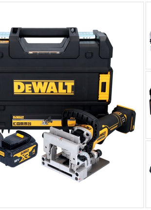 DeWalt DCW 682 M1T Akku Flachdübelfräse 18 V 102 x 20 mm Brushless + 1x Akku 4,0 Ah + Ladegerät + TSTAK