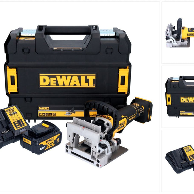 DeWalt DCW 682 M1T Akku Flachdübelfräse 18 V 102 x 20 mm Brushless + 1x Akku 4,0 Ah + Ladegerät + TSTAK