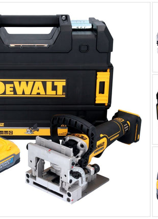 DeWalt DCW 682 NT Akku Flachdübelfräse 18 V 102 x 20 mm Brushless + 1x Powerstack Akku 5,0 Ah + TSTAK - ohne Ladegerät