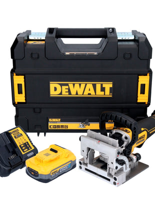 DeWalt DCW 682 H1T Akku Flachdübelfräse 18 V 102 x 20 mm Brushless + 1x Powerstack Akku 5,0 Ah + Ladegerät + TSTAK