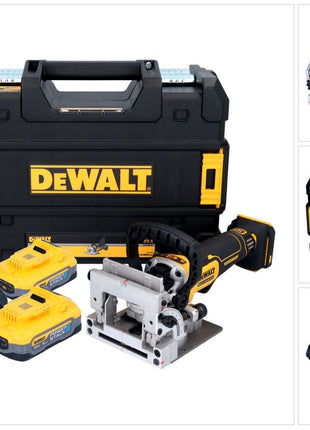 DeWalt DCW 682 H2T Akku Flachdübelfräse 18 V 102 x 20 mm Brushless + 2x Powerstack Akku 5,0 Ah + Ladegerät + TSTAK