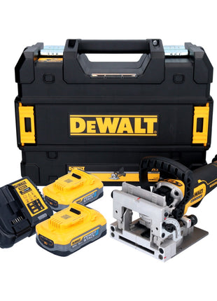 DeWalt DCW 682 H2T Akku Flachdübelfräse 18 V 102 x 20 mm Brushless + 2x Powerstack Akku 5,0 Ah + Ladegerät + TSTAK