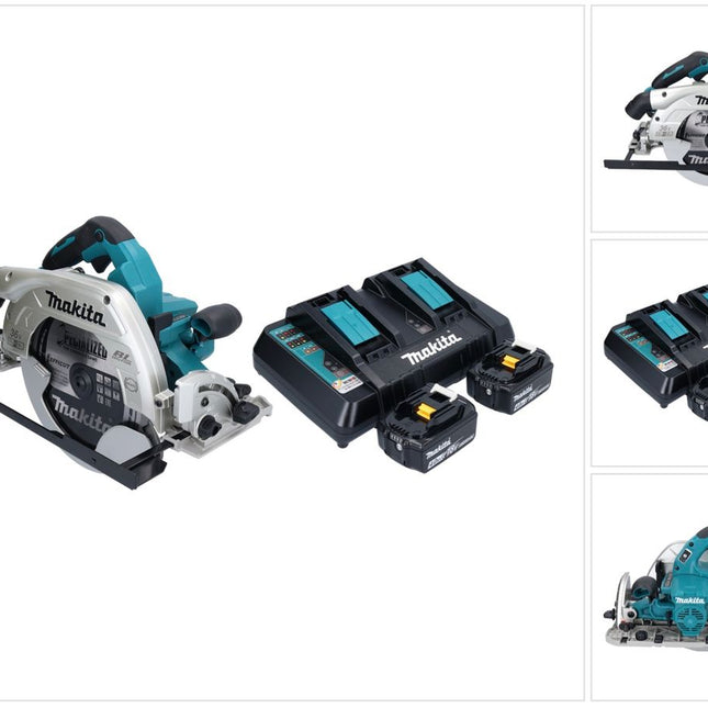 Makita DHS 900 PM2U Akku Handkreissäge 36 V ( 2x 18 V ) 235 mm Brushless + 2x Akku 4,0 Ah + Doppel Ladegerät + Bluetooth Adapter
