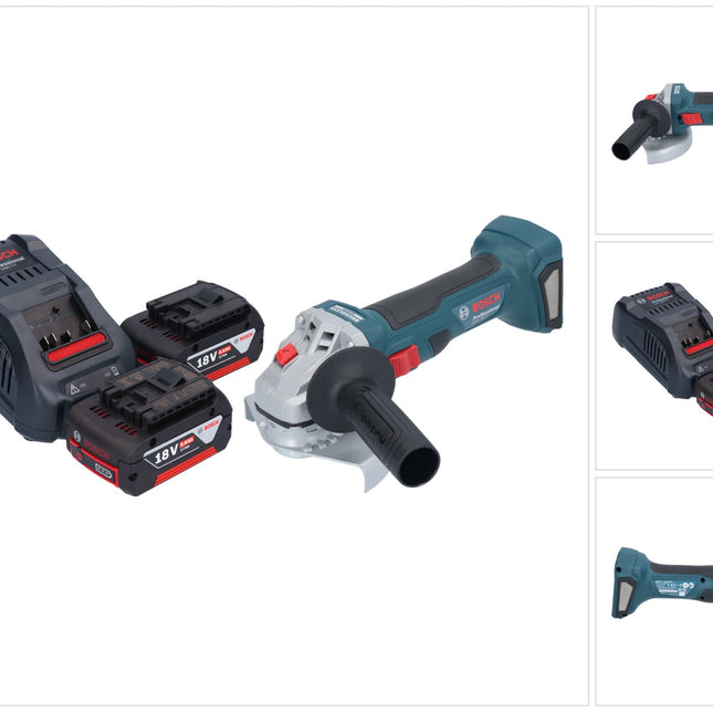 Bosch GWS 18V-7 Professional Akku Winkelschleifer 18 V 125 mm Brushless + 2x Akku 5,0 Ah + Ladegerät