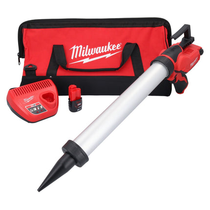 Milwaukee M12 PCG/600A-201B Pistolet akumulatorowy 12 V 600 ml ( 4933448764 ) + 1x akumulator 2,0 Ah + ładowarka + torba