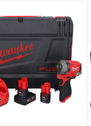 Clé à chocs sans fil Milwaukee M12 FIWF12-622X 12 V 339 Nm 1/2" brushless (4933464617) + 1x batterie 2,0 Ah + 1x batterie 6,0 Ah + chargeur + boîtier HD