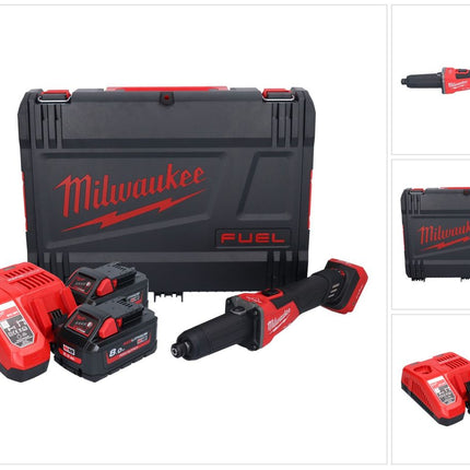 Milwaukee M18 FDGROVB-802X Akku Geradschleifer 18 V Brushless + 2x Akku 8,0 Ah + Ladegerät + HD Box